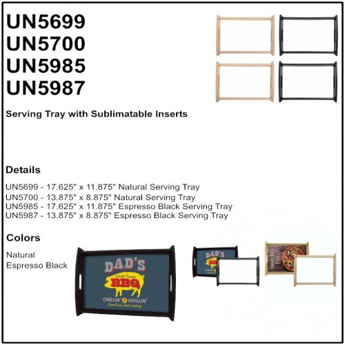 13.875" x 8.875" Unisub Natural Serving Tray with Sublimatable Insert