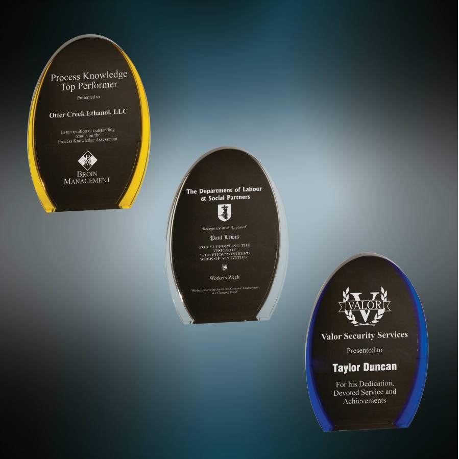 8" Black/Gold Luminary Oval Acrylic