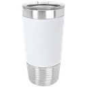 20 oz. White/Black Polar Camel Tumbler with Silicone Grip and Clear Lid