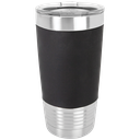 20 oz. Black/White Polar Camel Tumbler with Silicone Grip and Clear Lid