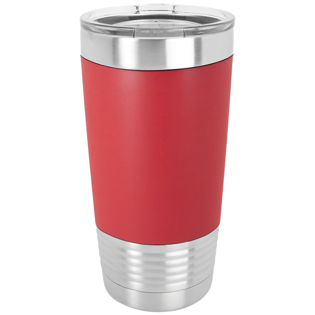 20 oz. Red/White Polar Camel Tumbler with Silicone Grip and Clear Lid