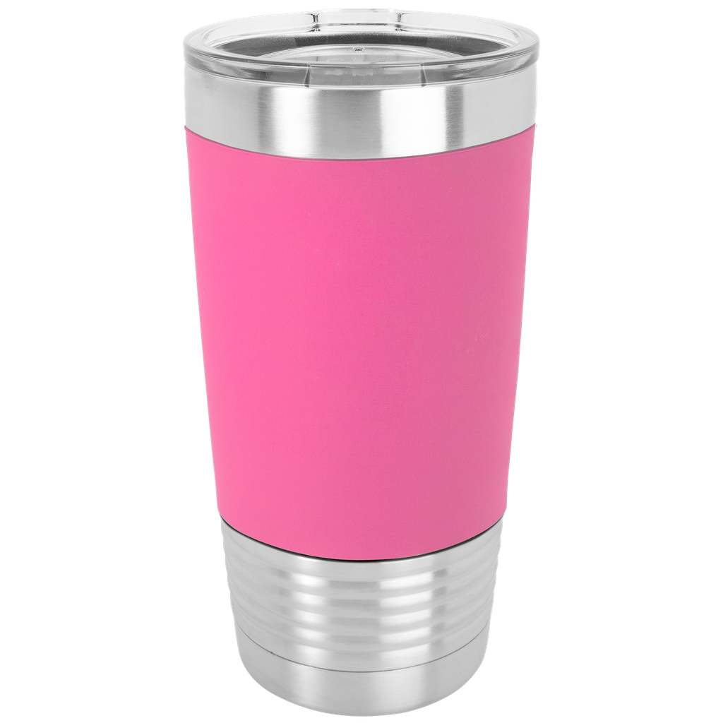20 oz. Pink/Black Polar Camel Tumbler with Silicone Grip and Clear Lid
