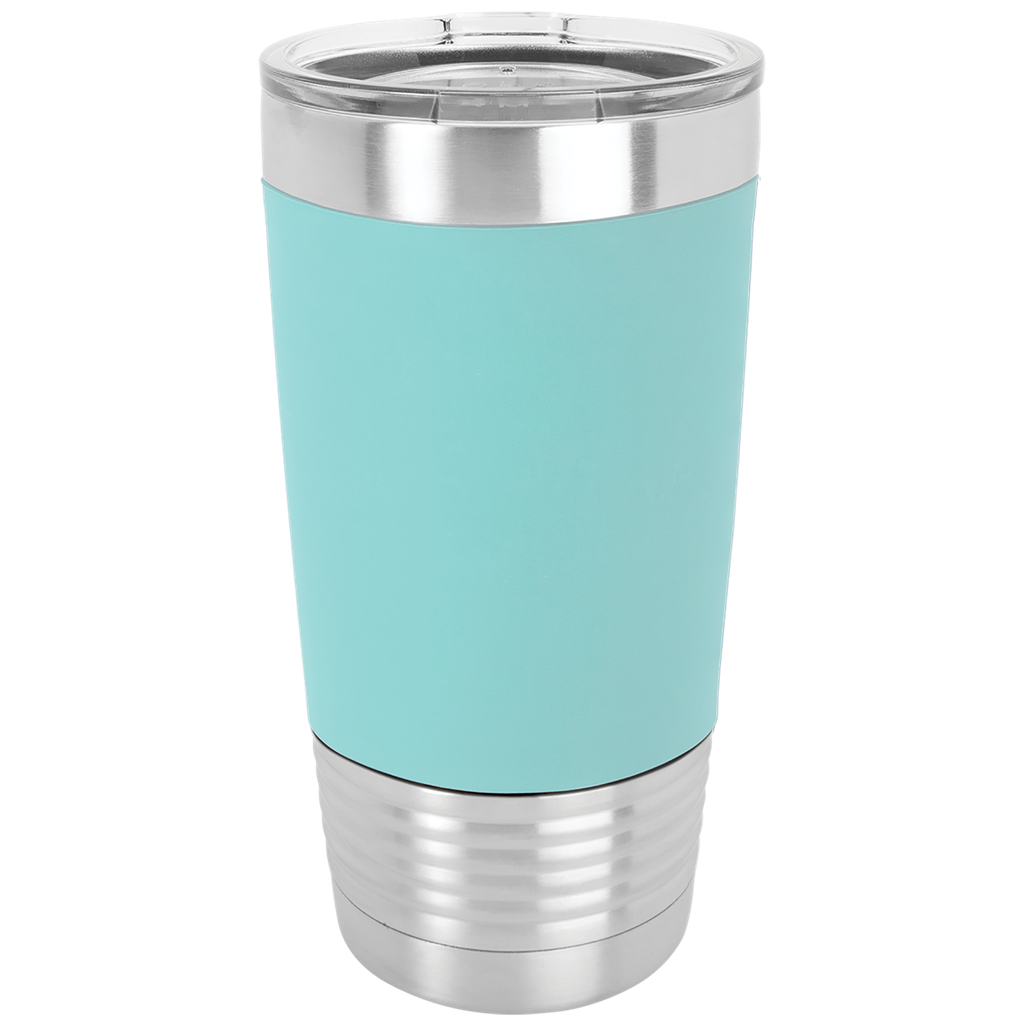 20 oz. Teal/Black Polar Camel Tumbler with Silicone Grip and Clear Lid