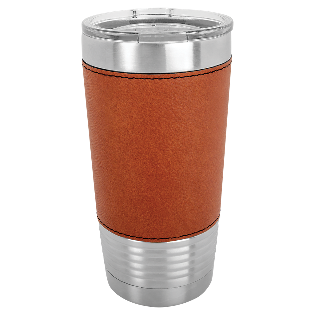 20 oz. Rawhide Laserable Leatherette Polar Camel Tumbler with Clear Lid