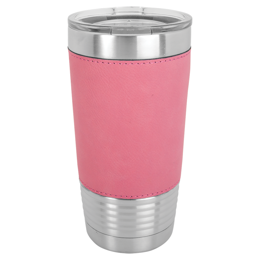 20 oz. Pink Laserable Leatherette Polar Camel Tumbler with Clear Lid