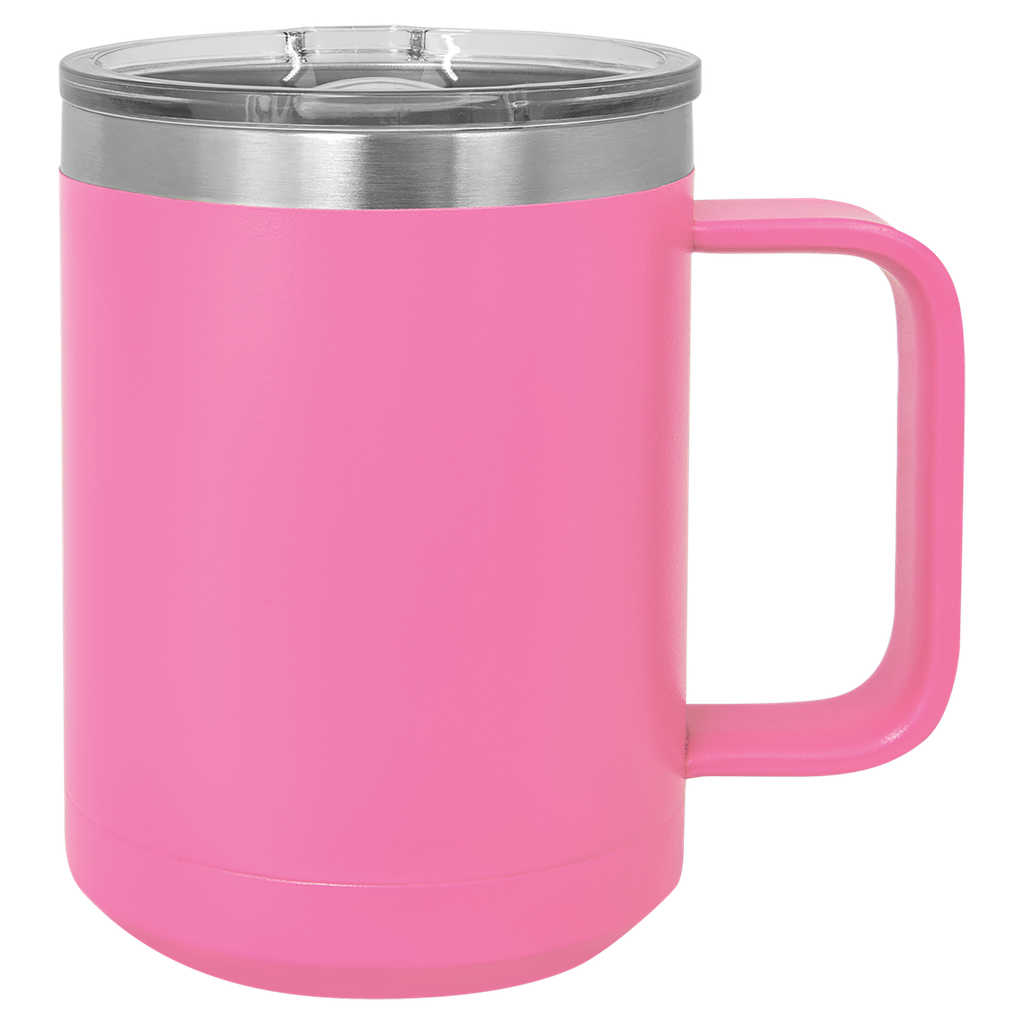 Polar Camel 15 oz. Pink Vacuum Insulated Mug with Slider Lid