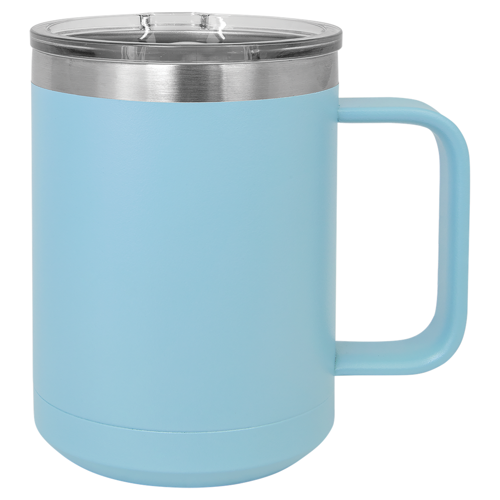 Polar Camel 15 oz. Light Blue Vacuum Insulated Mug with Slider Lid