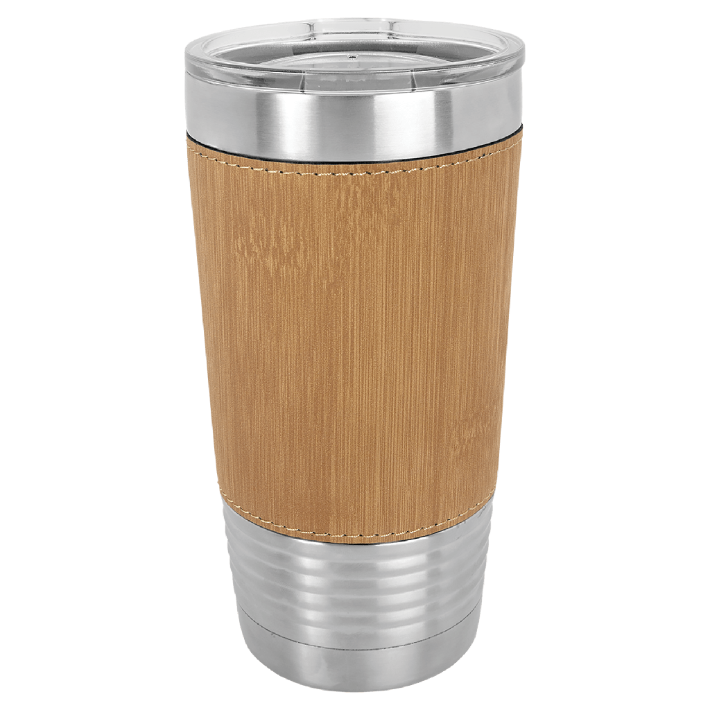 20 oz. Bamboo Laserable Leatherette Polar Camel Tumbler with Clear Lid