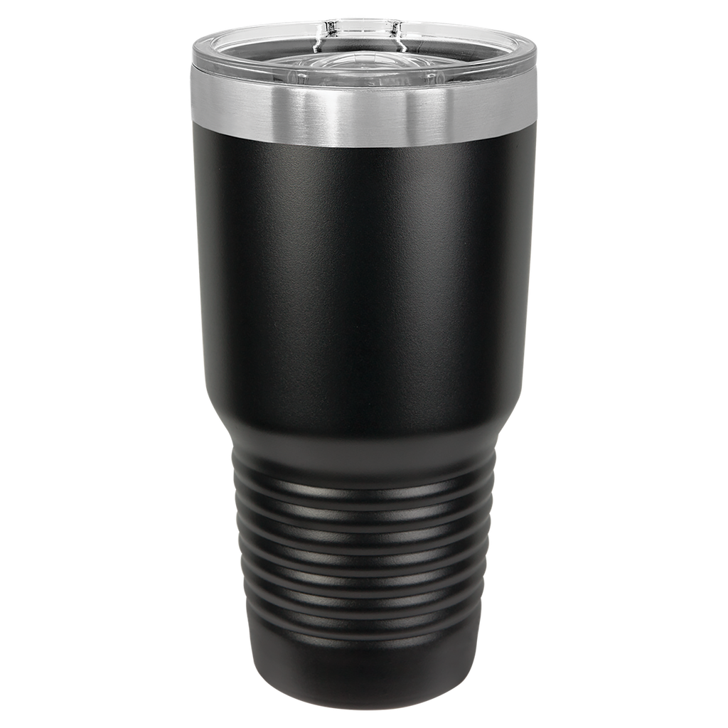Polar Camel 30 oz. Black Ringneck Insulated Tumbler w/Slider Lid & Silver Ring
