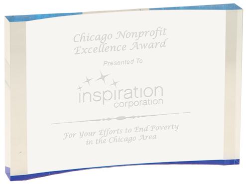 8" x 5 1/2" Blue 1" Thick Acrylic Crescent