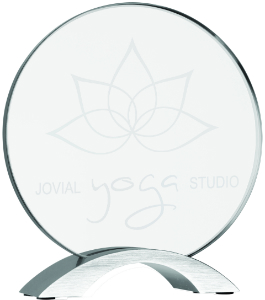 7 1/4" Round Cosmic Acrylic with Silver Base