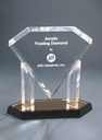 9 1/2" Gold Floating Diamond Acrylic