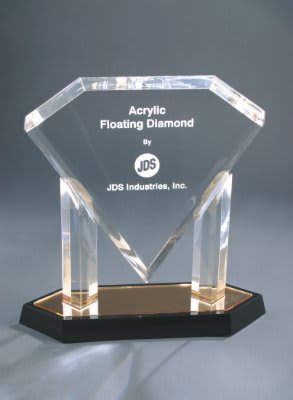 11 3/4" Gold Floating Diamond Acrylic