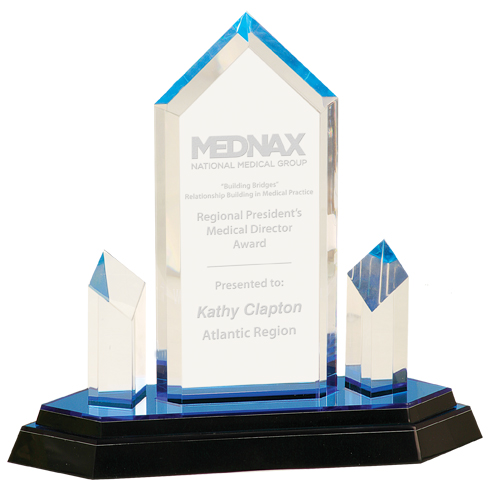 10" Blue Jewel Tower Impress Acrylic