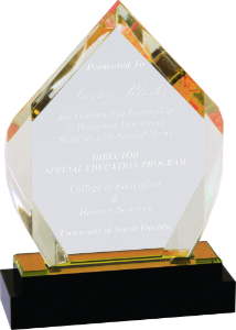 7" Gold Fusion Diamond Impress Acrylic with Black Glass Base