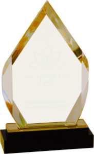 8" Gold Fusion Diamond Impress Acrylic with Black Glass Base