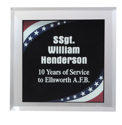 3 3/4" x 3 3/4" Stars & Stripes Marbleized Acrylic Paperweight