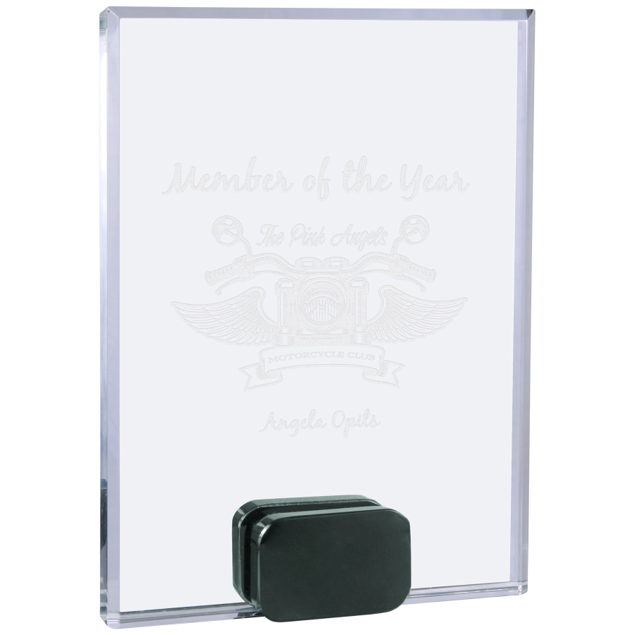 6" x 8" Crystal Rectangle with Black Crystal Base