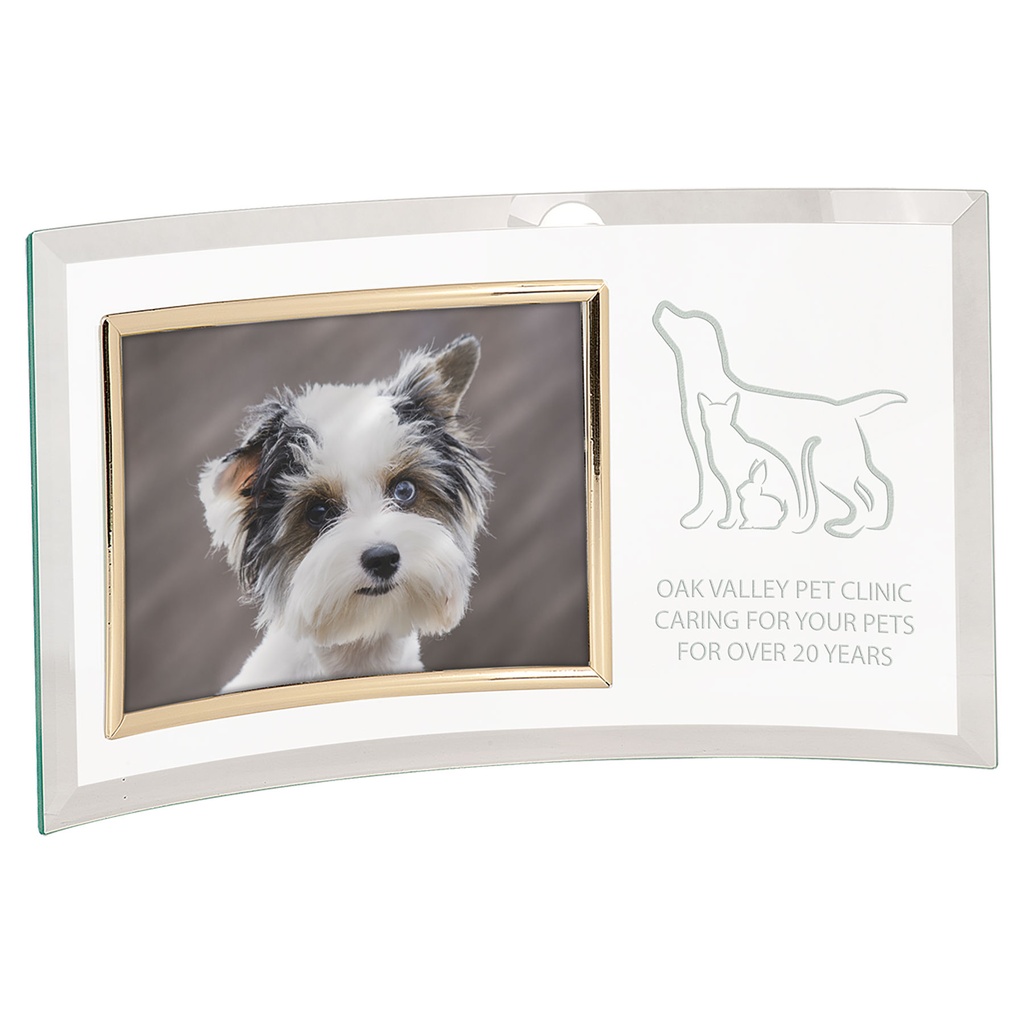 13" x 7 1/2" Jade Glass Crescent with 7" x 5" Picture Frame