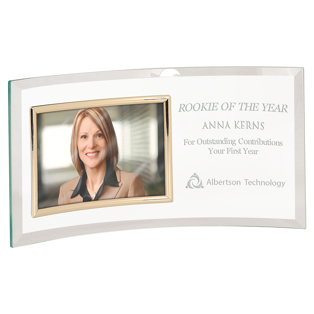 12 3/4" x 6 1/2" Jade Glass Crescent with 6" x 4" Picture Frame