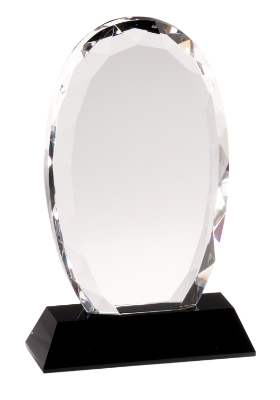 7 1/2" Oval Facet Crystal on Black Pedestal Base