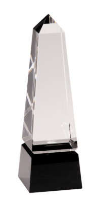 8" Obelisk Crystal on Black Pedestal Base