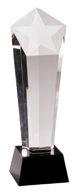 11 3/4" Crystal Frosted Star Column on Black Pedestal Base