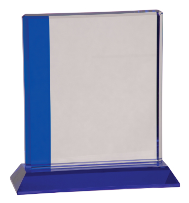 6 1/2" x 7" Blue Edge Crystal on Blue Base