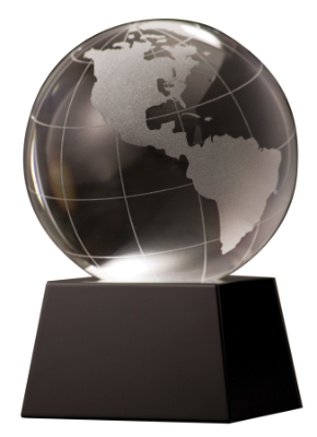 3" Crystal Globe on Black Base