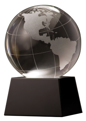 5 1/2" Crystal Globe on Black Base