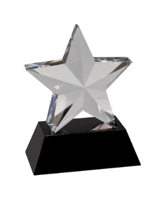 6" Crystal 3D Star on Black Base