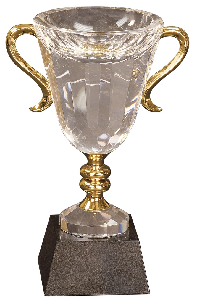10" Crystal Cup with Gold Handles and Stem