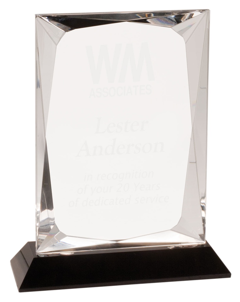 7" Clear Crystal Rectangle on Black Base