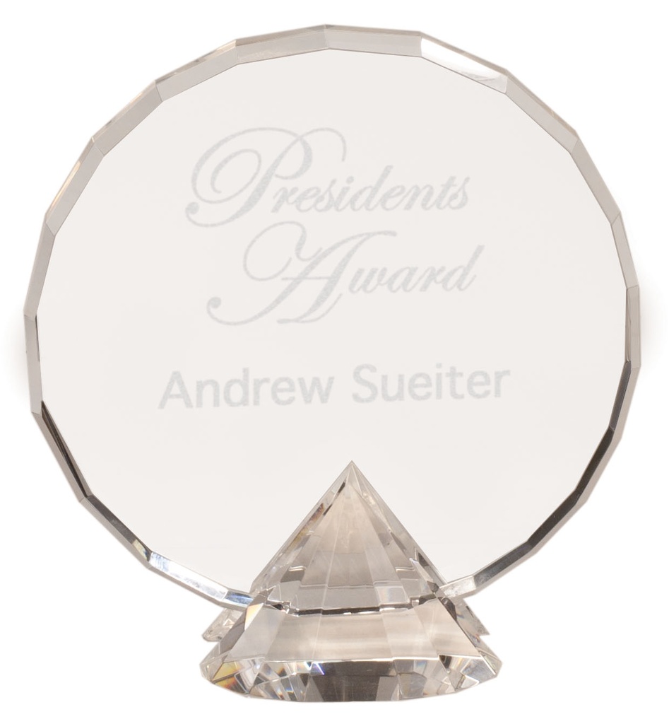 6 1/2" Clear Round Crystal on Clear Diamond Base