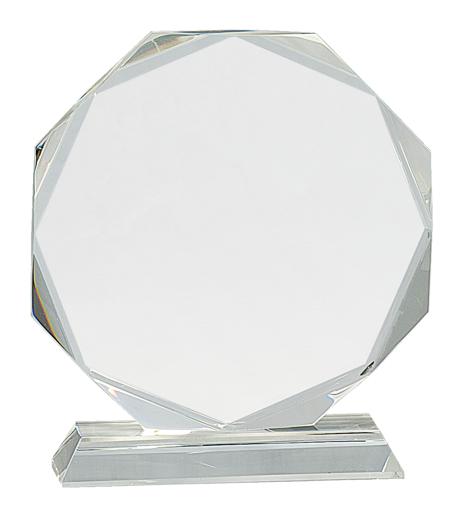 7 1/4" Clear Crystal Octagon on Clear Pedestal Base