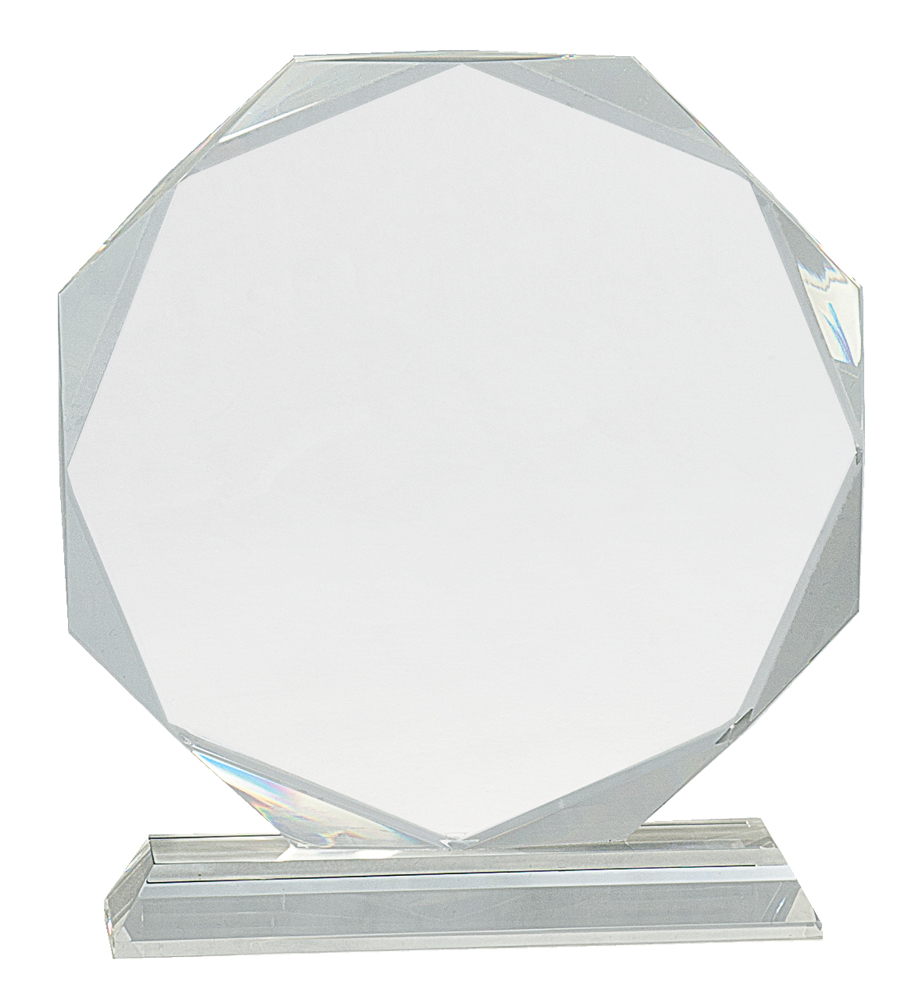 8" Clear Crystal Octagon on Clear Pedestal Base