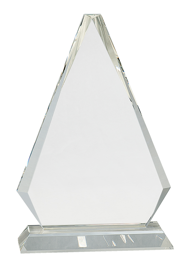 10 3/4" Clear Crystal Triangle on Clear Pedestal Base