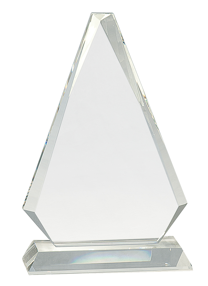 9 1/4" Clear Crystal Triangle on Clear Pedestal Base