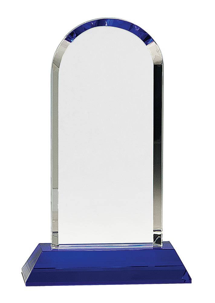 9 1/4" Clear Crystal Dome on Blue Pedestal Base