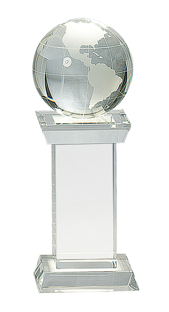 8" Crystal Globe on Clear Tower