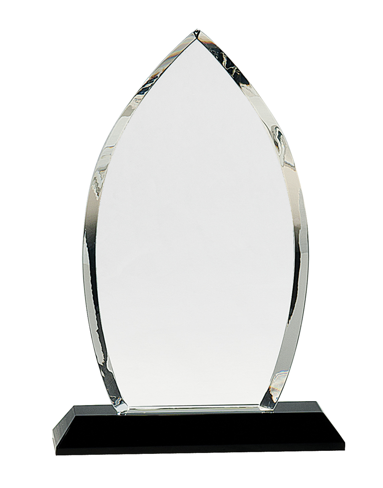 9 1/2" Clear Crystal Oval on Black Pedestal Base