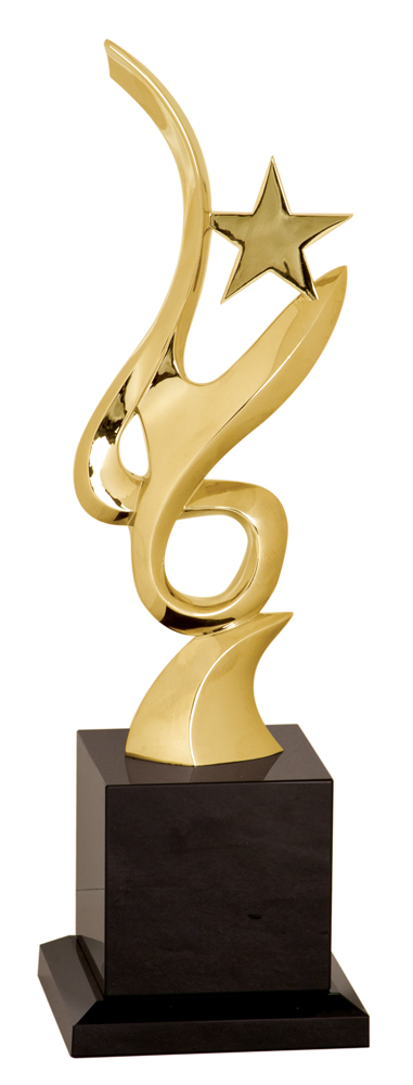 11 3/4" Gold Metal Art Crystal Award