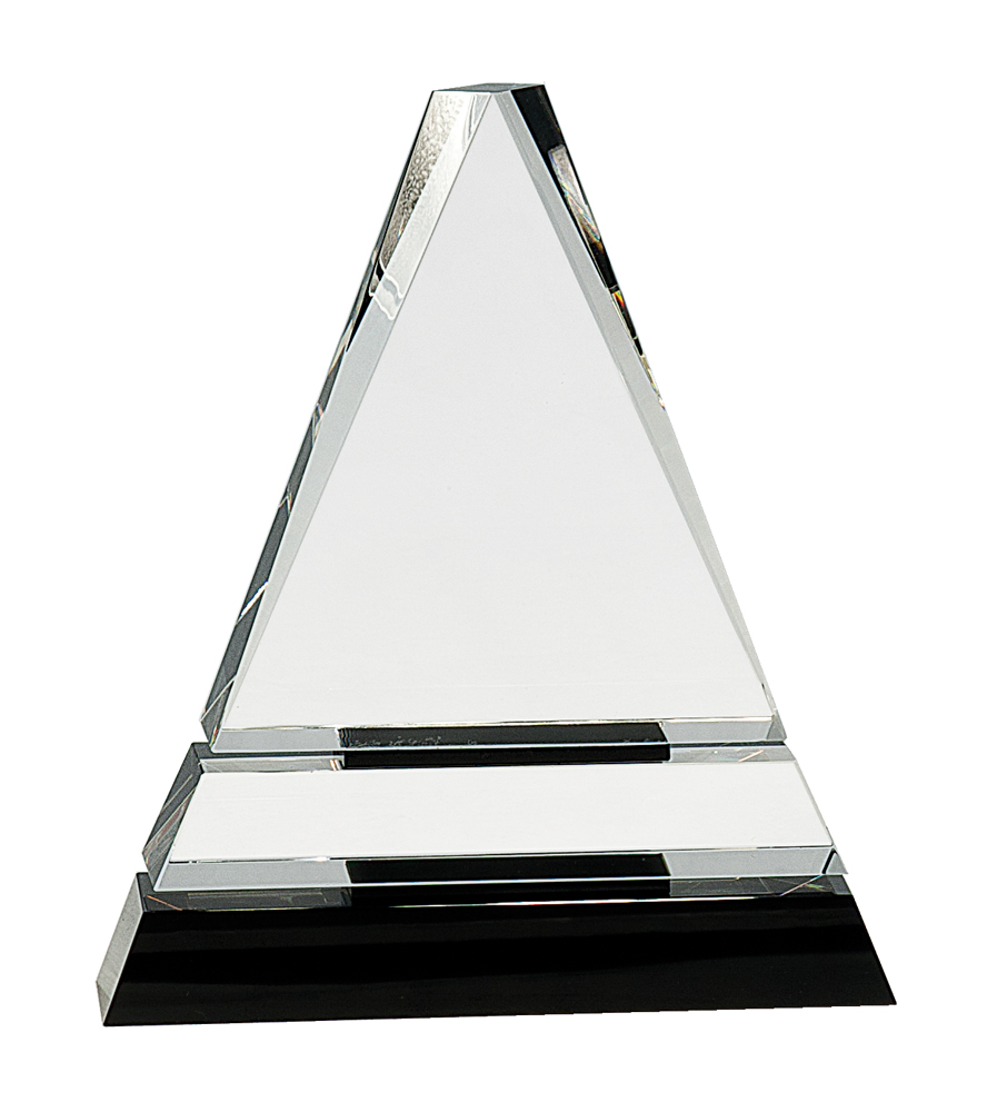 7 3/4" Clear Crystal Triangle on Black Crystal Pedestal Base