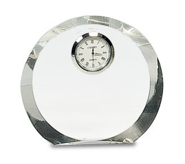 4 1/2" Clear Crystal Round with Clock
