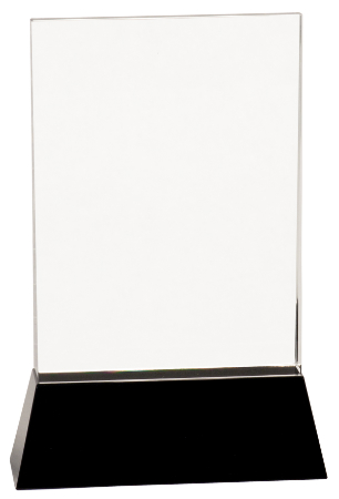 9" Clear Crystal Rectangle Wedge on Black Base