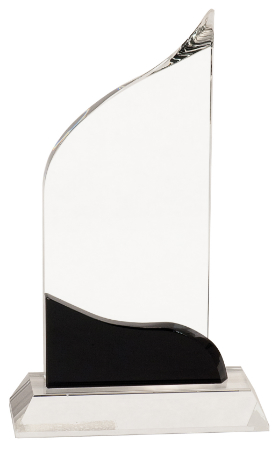 8 1/2" Clear Crystal Wave with Black Accent