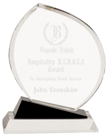 9 1/2" Crystal Oblong with Black Accents