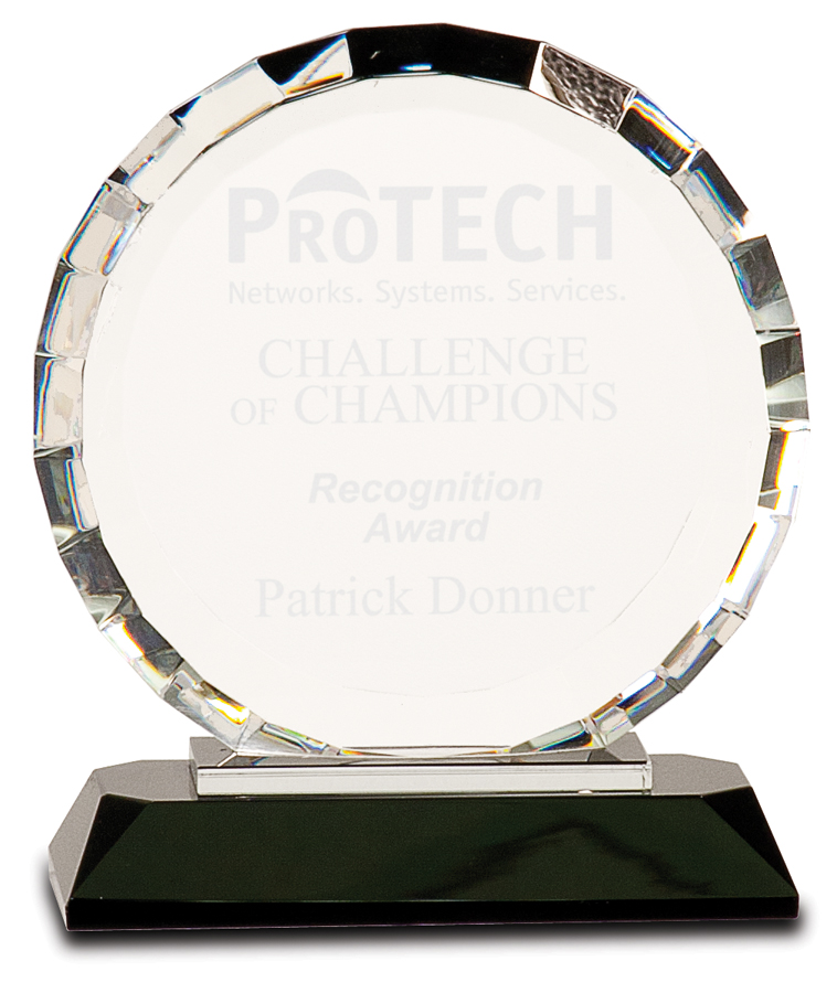 6 1/2" Clear Crystal Round with Rectangle Facets on Black Crystal Base