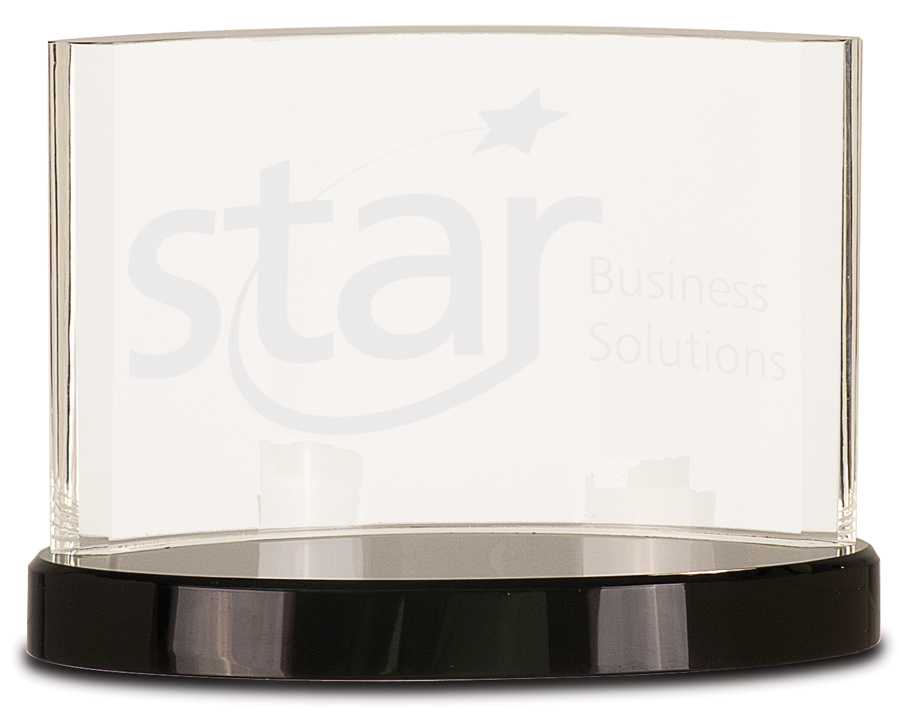7" x 5" Clear Crystal Crescent on Black Crystal Base