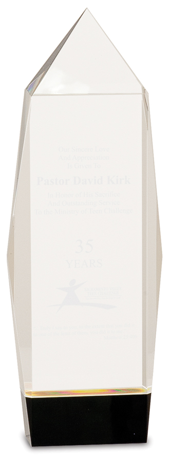 10" Clear Crystal Facet Rectangle on Black Base